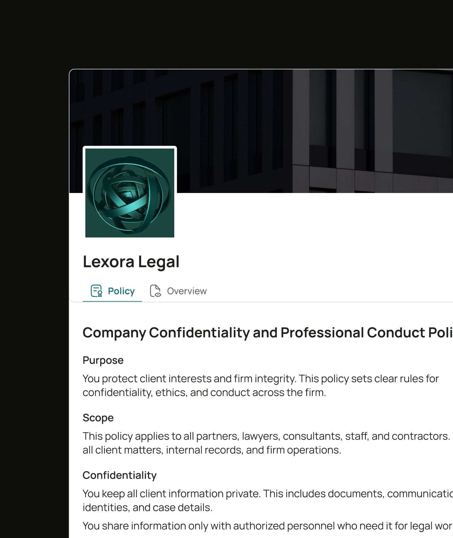 Lexora Speak Up Program confidentiality policy page